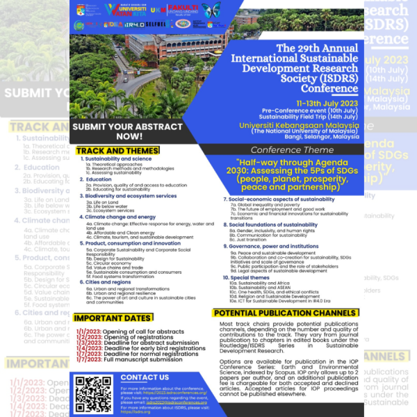 The 29th Annual International Sustainable Development Research Society (ISDRS) Conference